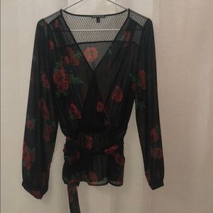 Express sheer peplum blouse